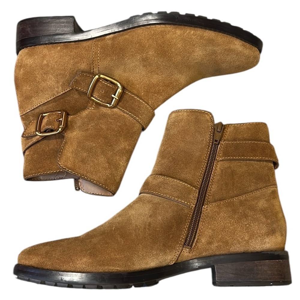 27 EDIT Tan Ankle Boots with Buckle Detail